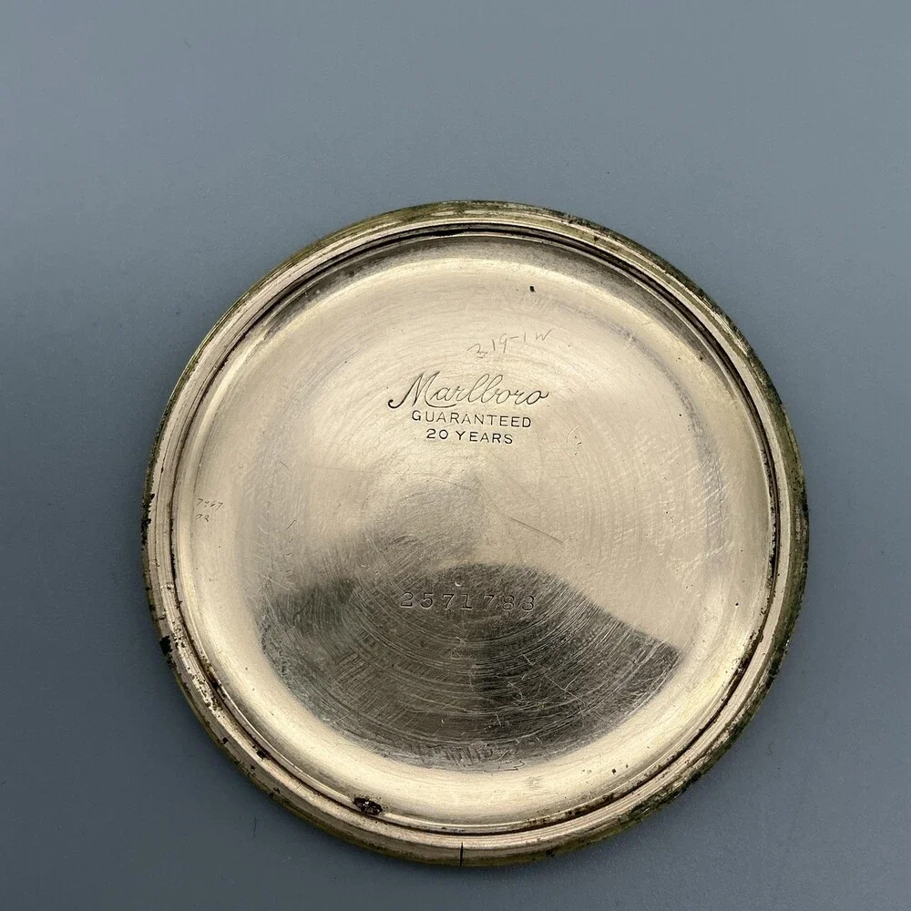 Vintage Marlboro Pocket Watch Men 49mm Gold Filled Open Face Manual Not Running